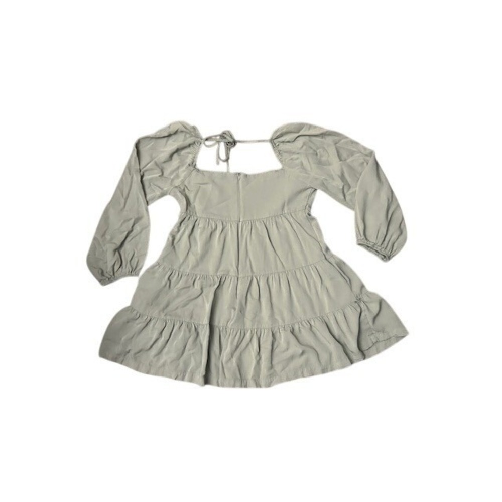 Shinestar Sage Green Tiered Babydoll Dress Peasant‎ Cottagecore Earthy Neutral - Picture 3 of 11